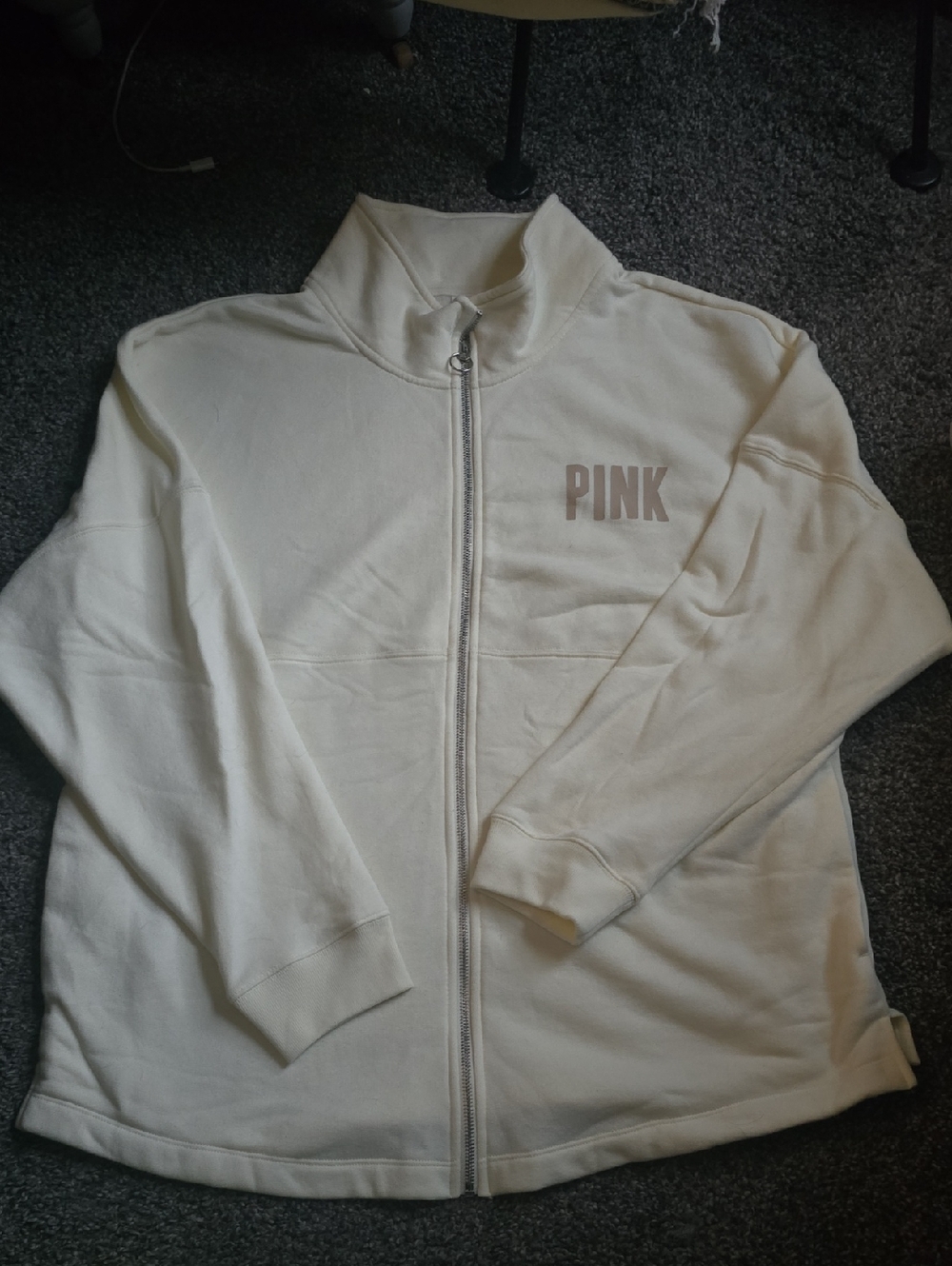 NWOT VS PINK Cream Full-Zip Sweatshirt